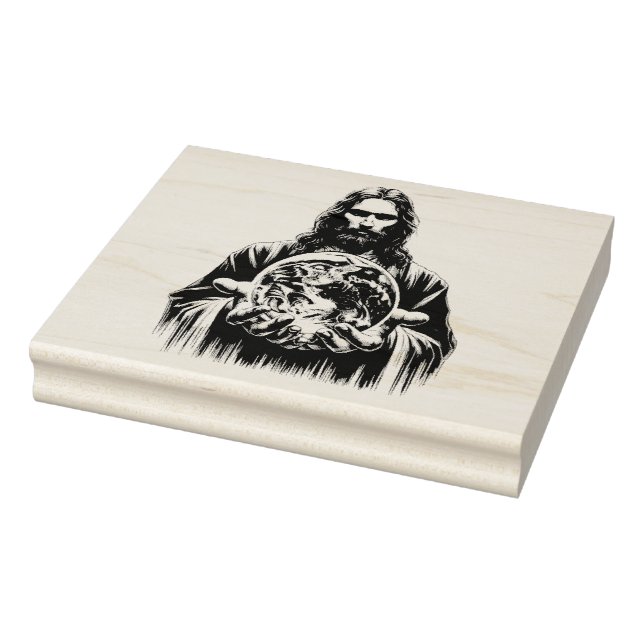 Jesus Christ Holding The world Art illustration Rubber Stamp (Stamp)