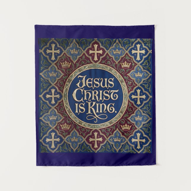 'Jesus Christ is KING' Christian Inspired Tapestry (Front)