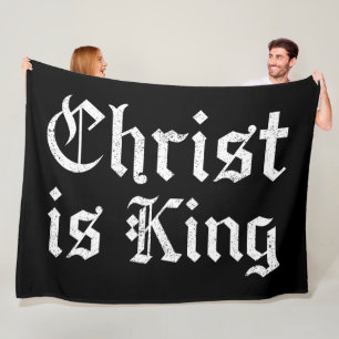 Jesus Christ Is King Gothic Blackletter Grunge Art Fleece Blanket