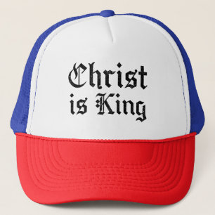 Jesus Christ Is King Gothic Blackletter Grunge Art Trucker Hat