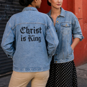 Jesus Christ is King - gothic grunge eroded style Denim Jacket
