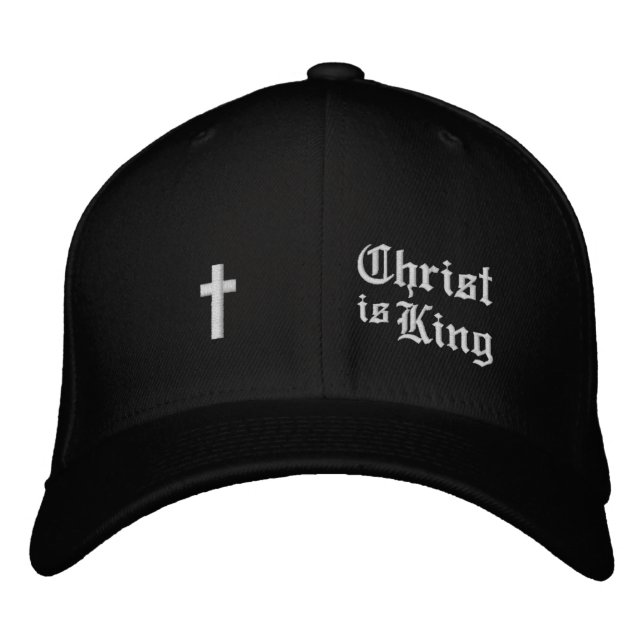 Jesus Christ is King tiny Cross minimalist gothic Embroidered Hat (Front)