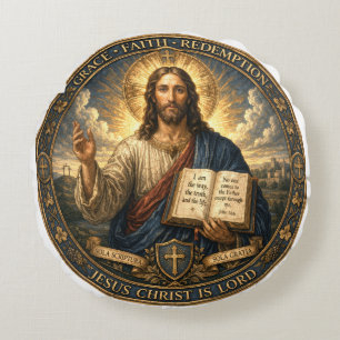 Jesus Christ is Lord Round Pillow