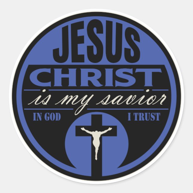 Jesus Christ is My Saviour(Blue) Classic Round Sticker (Front)