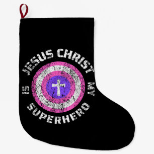 Jesus Christ Is My Superhero Jesus Large Christmas Stocking