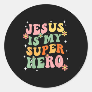 Jesus Christ Is My Superhero Jesus Loves You Funny Classic Round Sticker