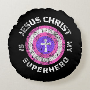 Jesus Christ Is My Superhero Jesus Round Pillow