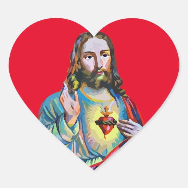 Jesus Christ Lord Saviour abstract original art Heart Sticker (Front)