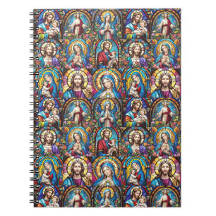 Jesus Christ Mary & Joseph Christian Stained Glass Notebook