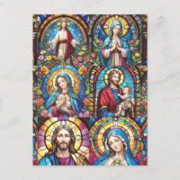 Jesus Christ Mary & Joseph Christian Stained Glass