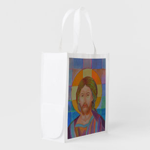 Jesus Christ Modern depiction contemporary art Reusable Grocery Bag