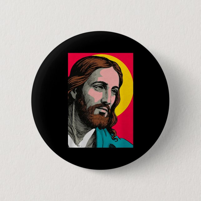 Jesus Christ P Art Religious Easter &amp; Christma 2 Inch Round Button (Front)