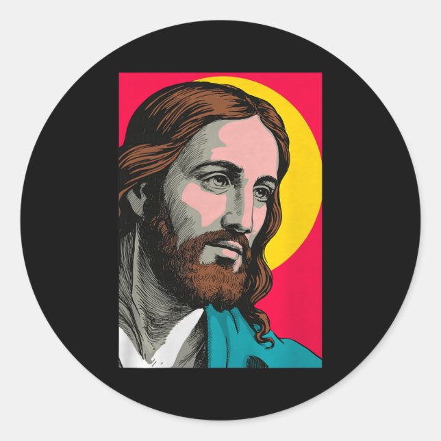 Jesus Christ P Art Religious Easter &amp; Christma Classic Round Sticker (Front)