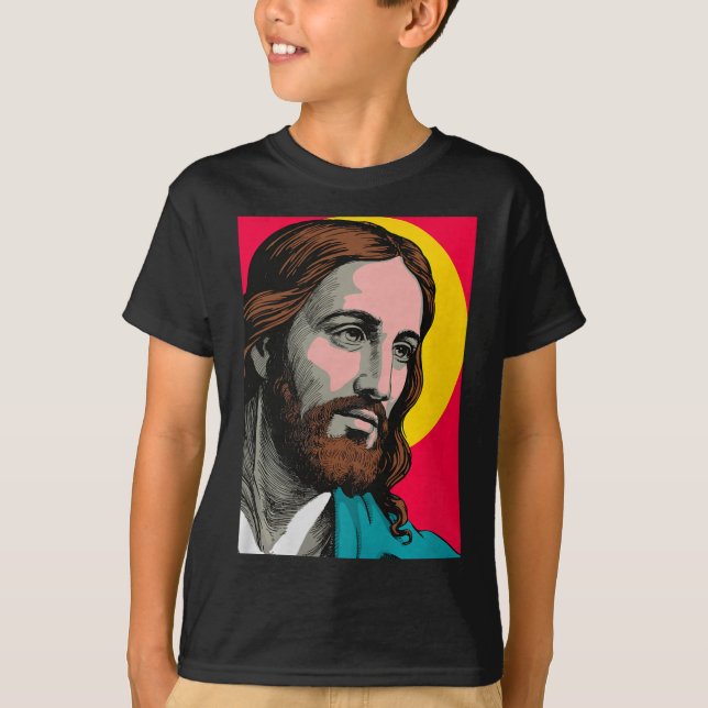 Jesus Christ P Art Religious Easter &amp; Christma T-Shirt (Front)