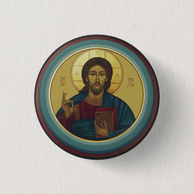 Jesus Christ Pantocrator  1 Inch Round Button (Front)