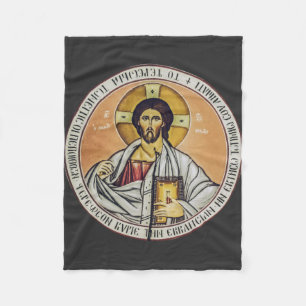 Jesus Christ Pantocrator  dome of the Church Fleece Blanket