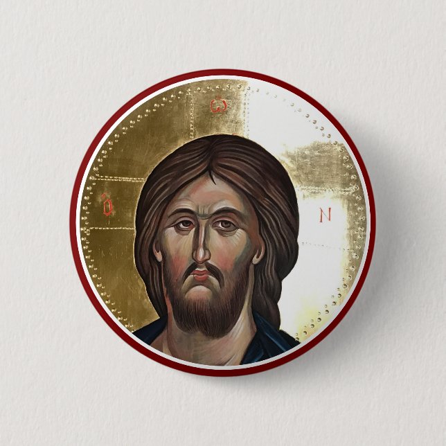 Jesus Christ Pantocrator Icon 2 Inch Round Button (Front)