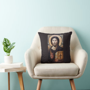 Jesus Christ Pantocrator l Orthodox Icon Throw Pillow