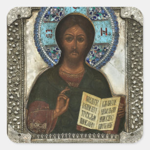 Jesus Christ Pantocrator, Lord of All Icon Square Sticker