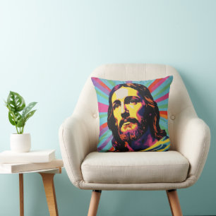 Jesus Christ Pop Art Throw Pillow
