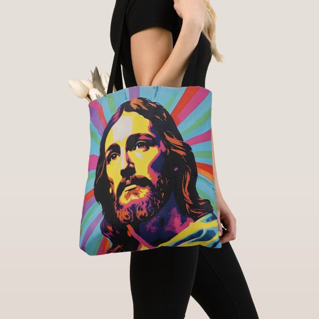 Jesus Christ Pop Art Tote Bag (Close Up)
