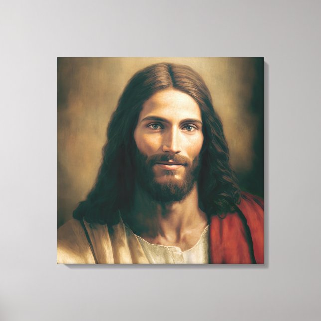 Jesus Christ Portrait On Canvas 24x24 Print (Front)
