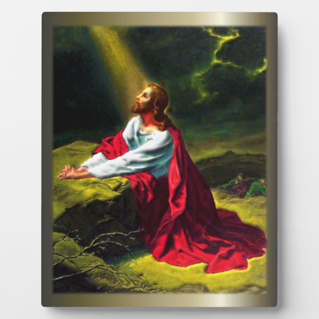 Jesus Christ Praying in the Garden of Gethsemane Plaque (Front)