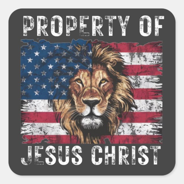 Jesus Christ Property Christian Lion Judah July 4 Square Sticker (Front)