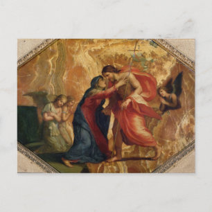 Jesus Christ Receiving the Virgin in Heaven Postcard