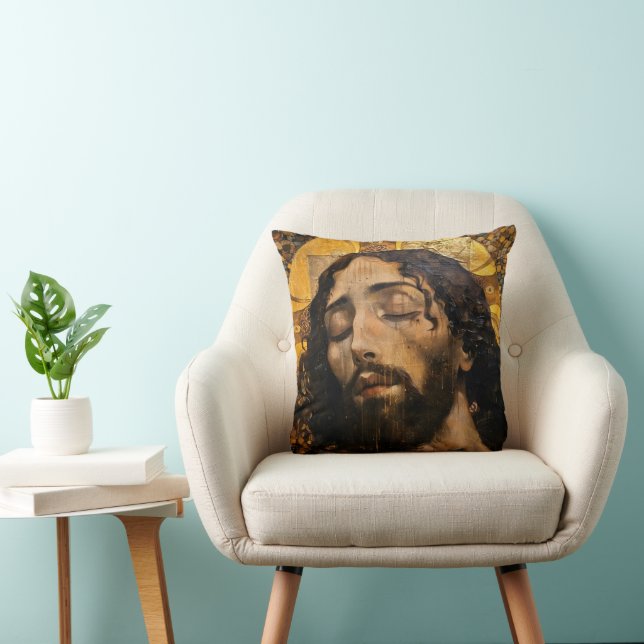 Jesus Christ Religious Art Throw Pillow (Chair)