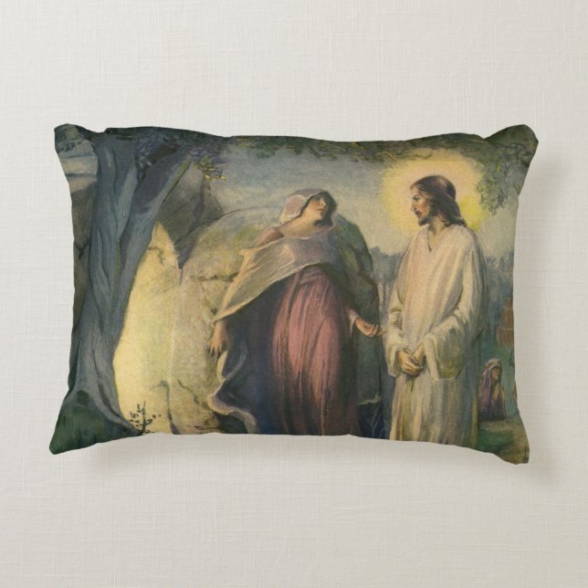 Jesus Christ Risen by the Tomb by ML Greer Accent Pillow (Back)