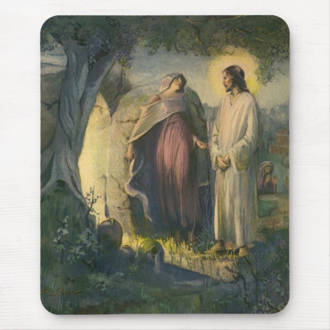 Jesus Christ Risen by the Tomb by ML Greer Mouse Pad (Front)