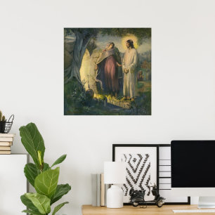 Jesus Christ Risen by the Tomb by ML Greer Poster