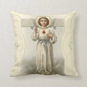Jesus Christ Sacred Heart Cross Throw Pillow