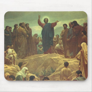 Jesus Christ Sermon on the Mount, Vintage Religion Mouse Pad