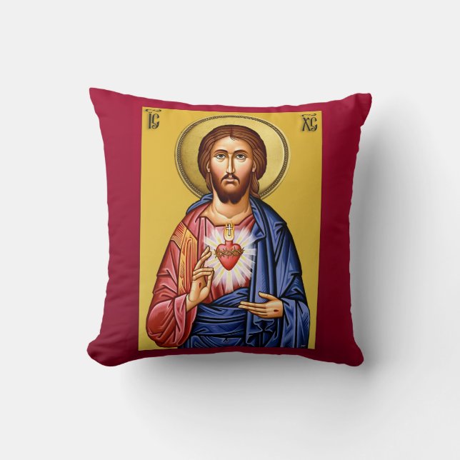 Jesus Christ son of God new red Throw Pillow (Front)