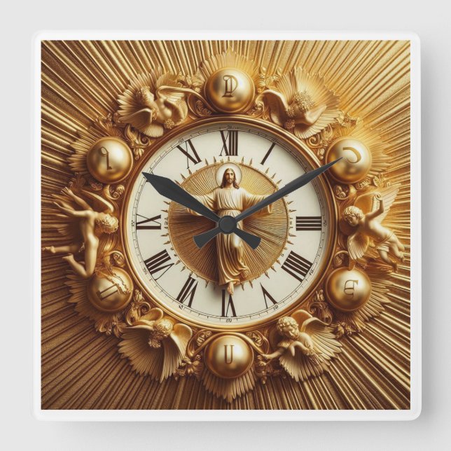 Jesus Christ Square Wall Clock (Front)
