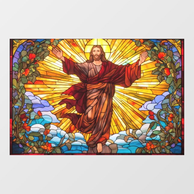 Jesus Christ Stained Glass Art Window Cling (Sheet)
