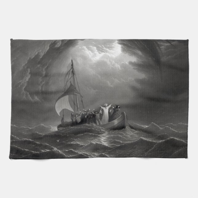 Jesus Christ Stills the Tempest Kitchen Towel (Horizontal)
