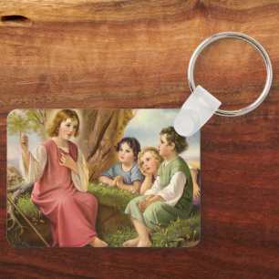 Jesus Christ Teaching Children, Vintage Religion Keychain