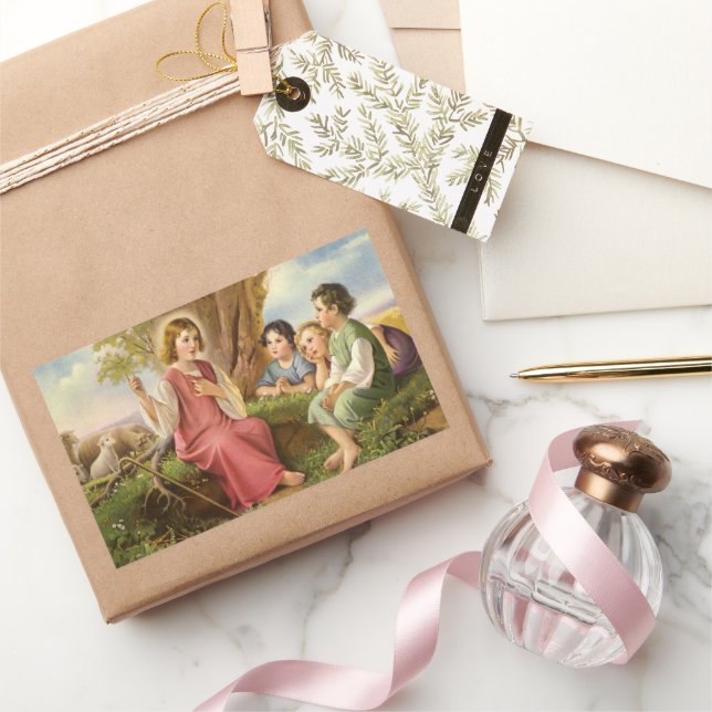 Jesus Christ Teaching Children, Vintage Religion Sticker (Gifting)