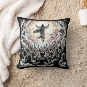 Jesus Christ The Rapture Religious Christian Art Throw Pillow