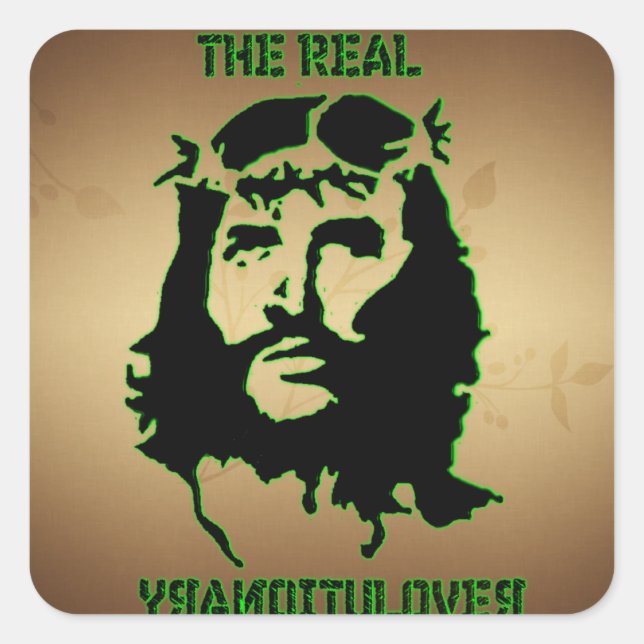 JESUS CHRIST - THE REAL REVOLUTIONARRY SQUARE STICKER (Front)