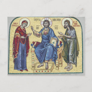 Jesus Christ, the Theotokos and John the Baptist Postcard