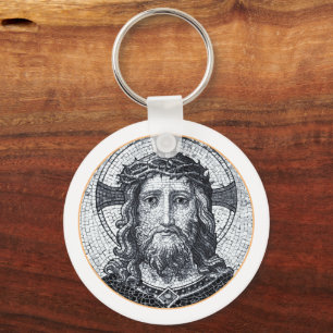 Jesus Christ, Vintage Art Mosaic, Christian Keychain