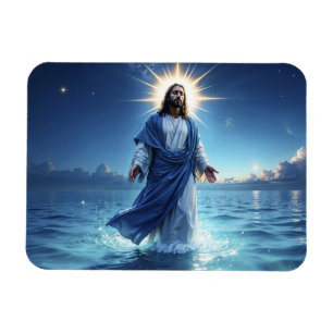 Jesus Christ walking on water biblical scene Magnet