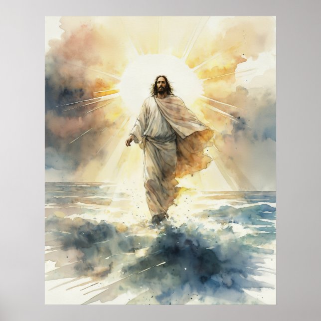 Jesus Christ Walking on Water Poster (Front)