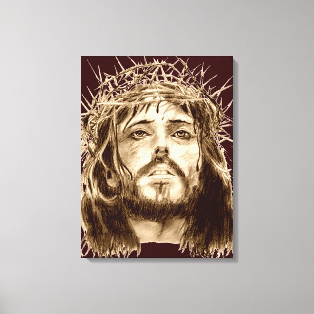 Jesus Christ with a Crown of Thorns Canvas Print (Front)