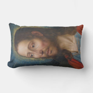 Jesus Christ With a Golden Halo Lumbar Pillow