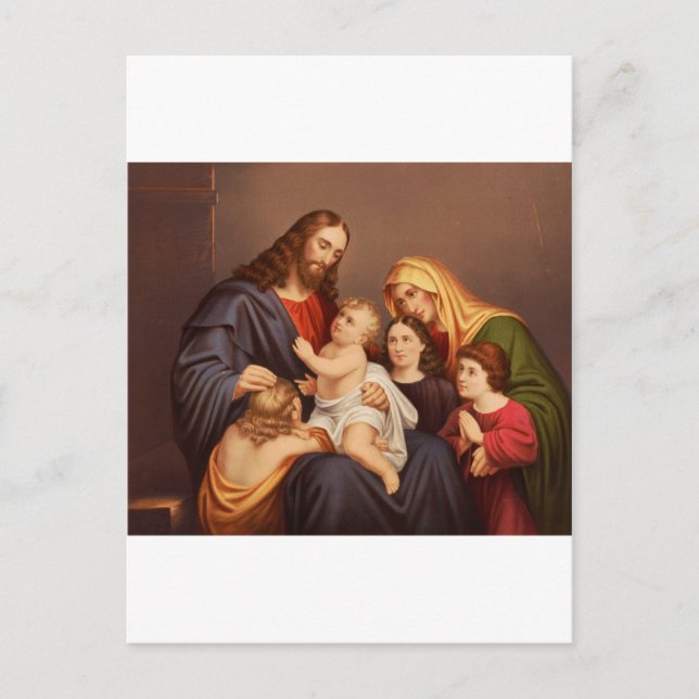 Jesus Christ with Children Premium Fine Art Postcard (Front)